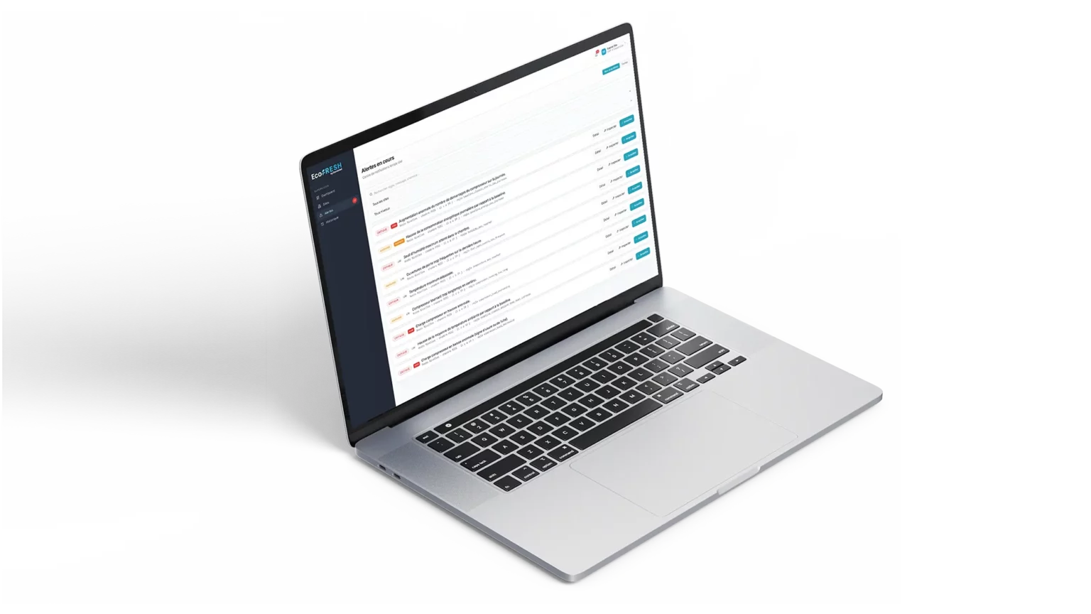 application web EcoFresh dans un ordinateur portable