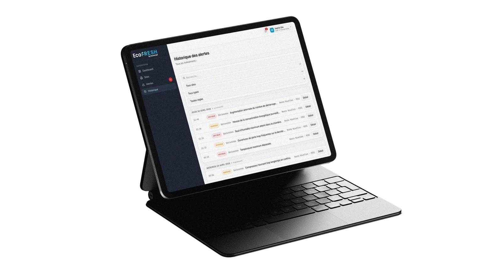 application web EcoFresh dans une tablette